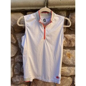 Footjoy Women's Golf Top Small 1/4 Zip Embroidered Dragon Logo Sleeveless